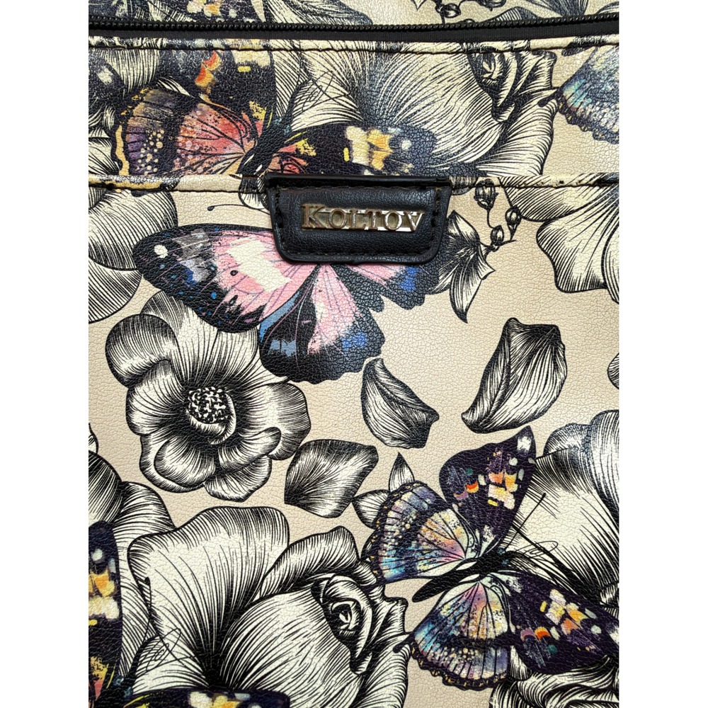 Koltov Women Floral Butterfly Print Crossbody Bag Black Cream Pink Whimsigoth - Picture 3 of 9